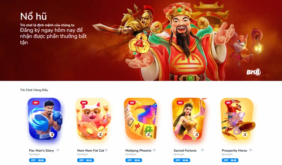 1. BK8 – Nhà Cái Nổ Hũ Số 1, Kho Game Khổng Lồ & Jackpot Lũy Tiến 